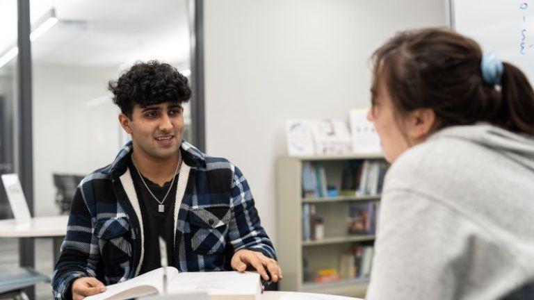 Students studying in the library