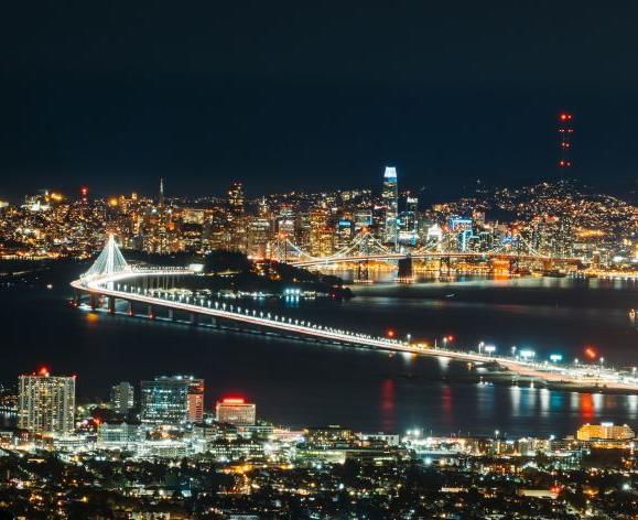 Night view of Bay Bridge